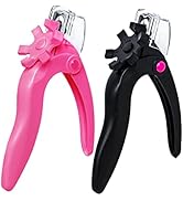 AORAEM Nail Clipper,Pink and Black Adjustable Nail Tip Cutter False Nail Cutter Clip Tool Artific...