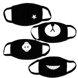 Teenitor 4 Pack Exo Unisex Cotton Blend Anti Dust Face Mouth Mask Black for Man Woman