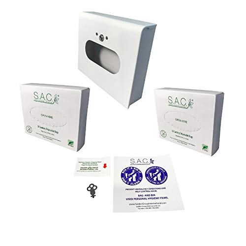 Sanitary Napkin Disposal Bags and Dispenser Set. Includes 100 Bags