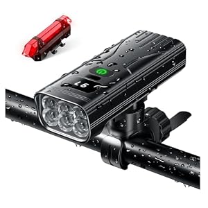 自転車 ライト 充電式 大容量6400mAh 【6個強力ランプ & 自動点灯機能】 高輝度 自転車ヘッドライト 1000ルーメン