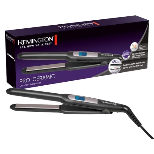 Remington Glätteisen [extra schmale Platten: für kurzes Haar, Pixies, Pony, Bart & kleine Locken] Haarglätter (Ultra-Pro-Keramikbeschichtung, LCD-Disp