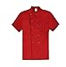 TopTie Short Sleeve Chef Jacket Kitchen Cook Coat Stripe Uniforms-Red-XL