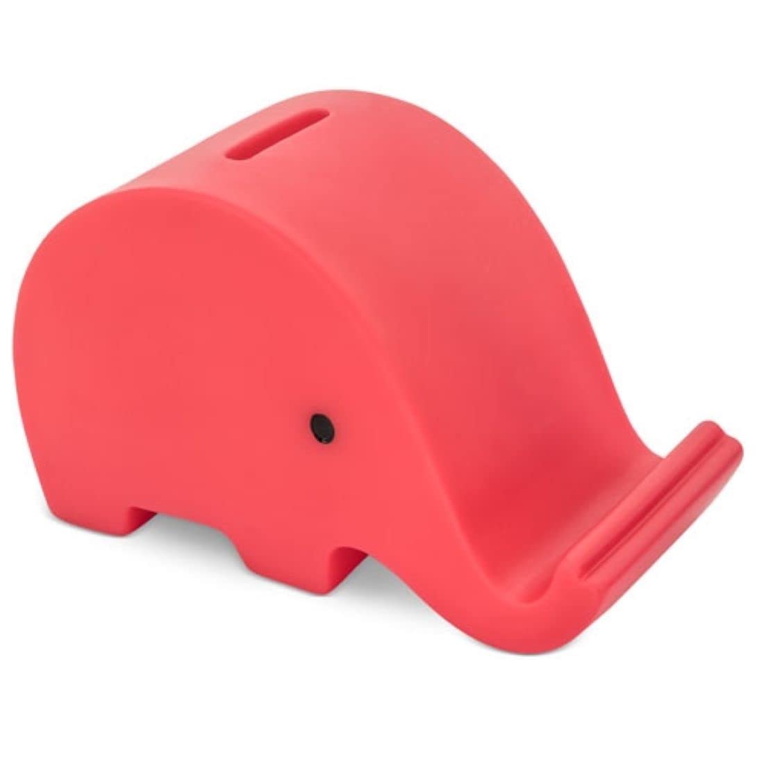 PVC Elephant Pig Mobile Phone Holder Money Box with Soft Body in Bright Colors. Original small children's piggy banks with stopper. Light and Resistant Travel Piggy Bank. (Red)