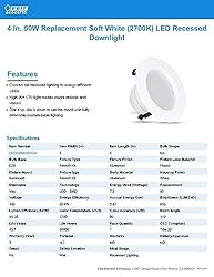 Feit Electric LED 4 Inch Recessed Lighting, 50W