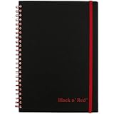 Black n' Red Twin Wire Poly Cover Notebook, 8-1/4 x  5-7/8, Black/Red, 70 Ruled Sheets (C67009)