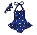 Dalary Baby Girls One Piece Swimsuits Beach Wear with Headband(Small, Blue)