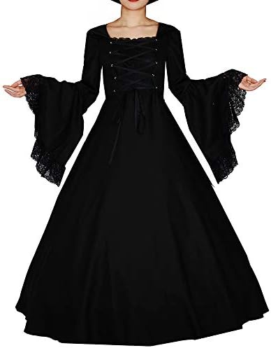 Loli Miss Womens Square Collar Lace Up Gothic Lolita Dress Ball Victorian Costume Dress