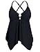 Firpearl Women's Black Flowy Swimsuit Crossback Plus Size Tankini Top