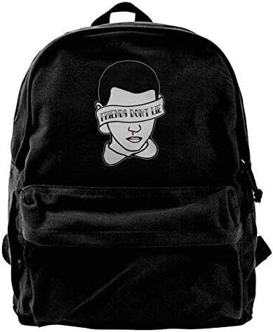 WUHONZS Canvas Backpack Eleven Friends Dont Lie Banner Stranger Things Rucksack Gym Hiking Laptop Shoulder Bag Daypack for Men Women
