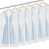 Syeeiex Suit Cover Garment Bag - Breathable 54-inch Long-Dress Anti-Moth with 5# Sturdy Zipper Dust Cover for Clothes Closet Storage Set of 6