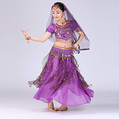 image for CCOOfhhc Girls Halloween Costume Set - Kids Belly Dance Halter Top Dre