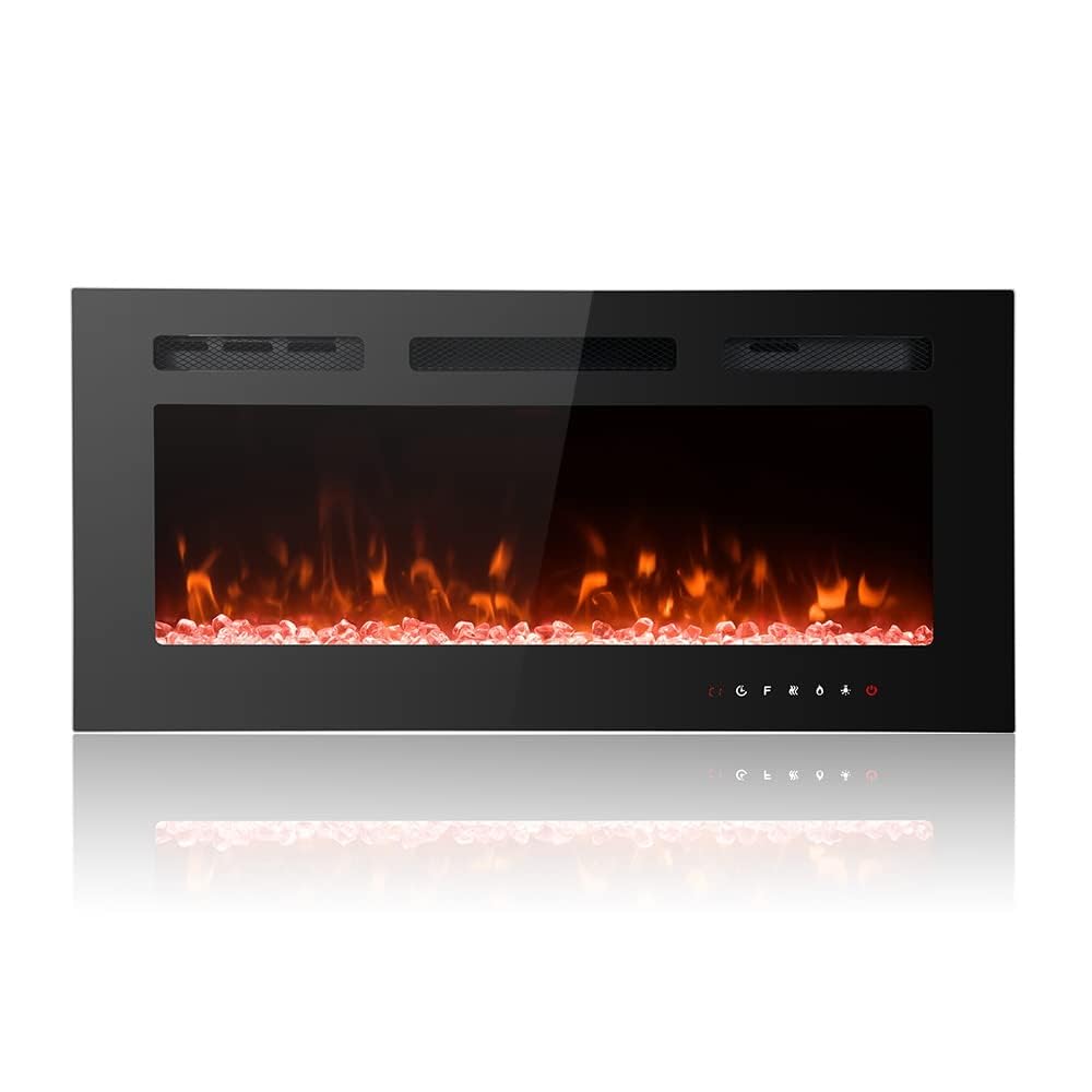 Maxhonor Chimenea Eléctrica Insertos Calentador Independiente para La Sala De Estar Chimenea Flotante con 12 Colores LED con Leños y Piedras, Calentadores Espaciales para Uso Interior, 1500W/750W,Negro,40inch Maxhonor Chimenea Eléctrica Insertos Calentador Independiente para La Sala De Estar Chimenea Flotante con 12 Colores LED con Leños y Piedras, Calentadores Espaciales para Uso Interior, 1500W/750W,Negro,40inch