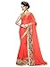 Shonaya Women's Embroidered Georgette Orange Half & Half Saree With Unstitched Blouse Piece