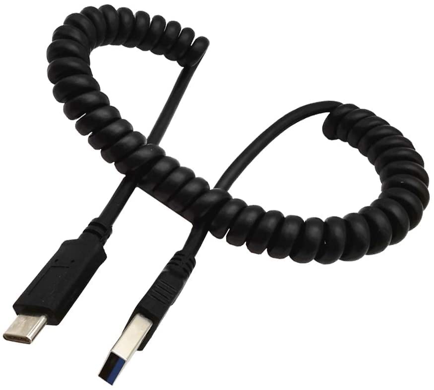 LiCoKu USB C to A Cable, Coiled USB A to USB C 3A Fast Charging and Data Cable, Stretched 15.7inch-5 Feet, Compatible with Galaxy S20 S10 S9, Note 10 9, Pixel 4XL