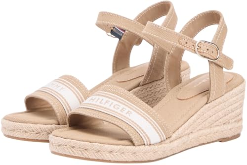 Damen Wedge Sandalen Webbing aus Canvas, Beige (Safari Canvas), 36