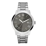 Guess Men's W85078G1 Silver Stainless-Steel Quartz Watch with Black Dial