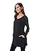 Roshop Women's Casual V-Neck Long Sleeves Pocket Tunic Sweatshirts