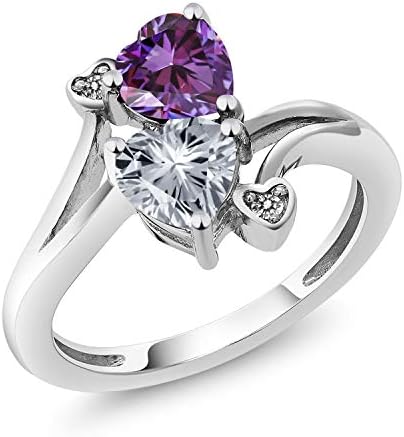 Gem Stone King 1 51カラット スワロフスキージルコニア ファンシーパープル 指輪 ダイヤモンド レディース K10 驚きの値段 天然 10金 リング ホワイトゴールド