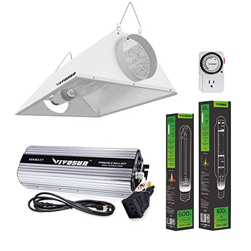 VIVOSUN Hydroponic 600 Watt HPS MH Grow Light Air Cooled Reflector Kit