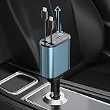 Retractable Car Charger, 4 in1 Fast Car Phone Charger 120W, 2.7Ft Retractable Ca