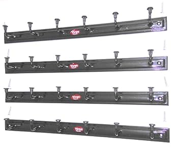 Bhagwati Door / Wall Hook Hanger - Elegant 6 Hook Cloth Hanger With Screws (Set Of 4,DEEP BROWN)