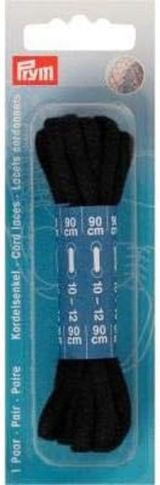 Prym Cord Laces, Black, 90 cm x Ø 5 mm, Schwarz, 2 Stück