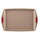 Rachael Ray 10-Piece Cucina Nonstick Bakeware Set, Latte Brown with Cranberry Red Handle (Kitchen)