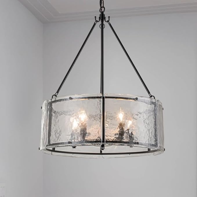 Tecvank Modern Black Glass Chandelier Dining Room Light Fixture
