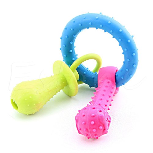 Stebcece New Rubber Pacifier Pet Toys Ring Dog/Cat Puppy Chew Toys with Bell Sound Inside