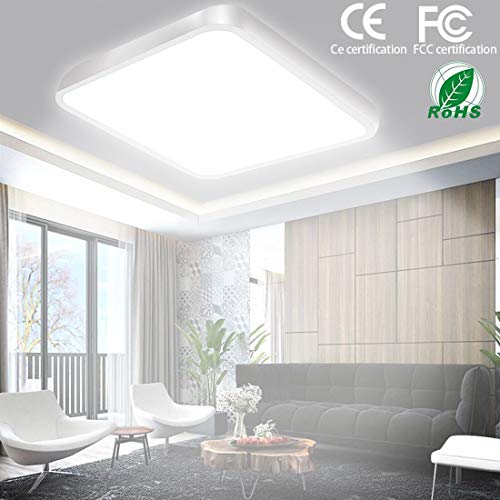 28W 16inch Ceiling Light Square LED Ceiling Lamp LED Flush Mount 6500K Cool White Lighting Kitchen Bathroom Living Room Hallway Stairwell Office