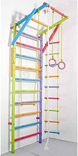 Dani Wooden Wall Bars Raccoon, 94.5" - Wooden Swedish Ladder Set for Training and Physical Therapy - Used in Homes, Gyms, Clinic, and Schools