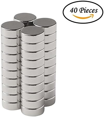 ELARUMM Small Round Tiny Magnets โ Set of 40 Magnets โ Ideal Fridge, Whiteboard, DIY, Crafts or Office Magnets โ Brushed Nickel Magnets with Superior Finish โ No scratches โ 8 x 3 mm