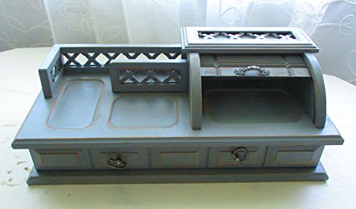 Dresser Valet, Wooden Valet, Vintage Upcyclced, Unisex Gifts in Grey/Gray, Tambourine Door, Desk Organizer, Jewelry Holder, Office Decor, Vanity Valet, Jewewlry Holder,