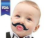 Babystache Kissable Mustache Pacifier - Kissable Black Barber - Made from 100% BPA and Latex Free Silicone - FDA Listed Medical Device - For Boys and Girls, and Infants and Toddlers of any Age