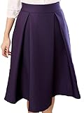 Vikoros Women's High Waisted Pleated Skirt A Line Midi Skirt