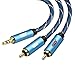 EMK RCA Cable 3.5mm Male to 2RCA Male Stereo Audio Adapter Cable[Nylon Braided,Durable and Flexible] AUX RCA Y Cord Compatible with Smartphones, MP3, Tablets, Speakers - Blue (3Ft/1Meters)