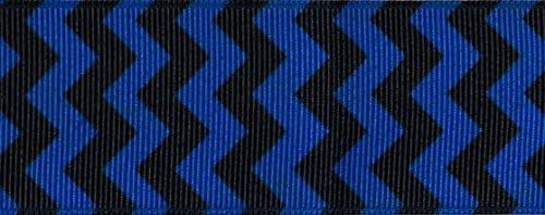 Venus RibbonV81581-B 1 1/2 Inch Neon Chevron Printed Polyester Grosgrain Ribbon 5 Yards Electric Blue/Black
