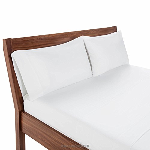 WEEKENDER 200 Thread Count Hotel Pillowcases - Set of 2 - Cotton Rich Blend - White - Queen