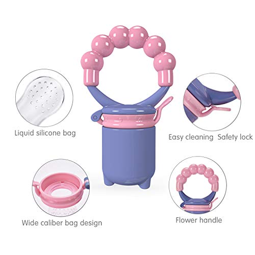 Youen Fresh Food Fruit Feeder Baby Pacifier, Silicone Feeding Pacifier for Baby - 3 Sizes Teether Food Mesh,Infant Fruit Teething Toy, 2 Pack - Thumbnail 6