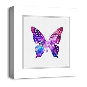 Canvas Wall Art Colorful Butterflies Photo Frame Style Painting Artwork for Home Prints Framed - 12x12 inches