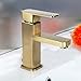 Antique Brushed Brass Bathroom Sink Faucet Single Handle Vessel Sink Mixer Tap Deck Mount Square Shape Single Hole Installation Hot And Cold Water