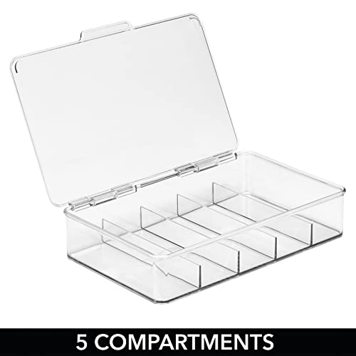 mDesign Plastic Stackable Eyeglass Case Storage Organizer with Hinged