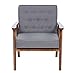 Bonnlo Mid-Century Retro Lounge Chair Modern Living Room Chair Fabric Upholstered Armchair Solid Wood Lounge Chair Sofa Studio Apartment Accent Chair