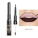 Matte Liquid Lipstick Lip Liner Set, QiBest 3 Pcs Double End 2 in 1 Red Burgundy Color Waterproof Long Lasting Durable Non-Stick Cup Lip Gloss Makeup Kit (Goth)