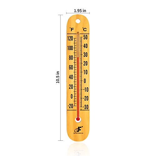defull Extra Large 10.5-Inch Wood Thermometer Wall Thermometer Wooden Indoor Thermometer with Double Scales ℉&℃ Household Thermometer for Home Office Warehouse Greenhouse - Thumbnail 6