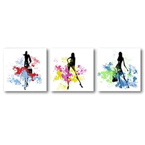 Canvas Wall Art Abstract Elegant People Painting Artwork for Home Prints Framed - 12"x12"x3 Panels