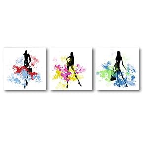 Abstract Elegant People Painting Artwork for Home Framed x3 Panels