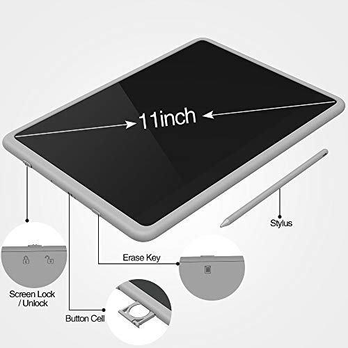 Tecboss LCD Writing Tablet Colorful Large Screen, Electronic Digital Drawing Board Doodle Pad for Office School Home (Gray, 11 Inch)