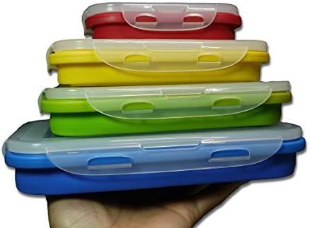 Food Storage Containers Premium Box Set (4 Different Sizes) - Collapsible, Foldable, Children and Baby Safe. Super Versatile - Food Prep / Storage, Lunch / Bento Box, Freezing, Microwave