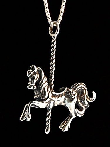 Marty Magic JewelryCarousel Horse Necklace Silver Pendant Carousel Horse Charm